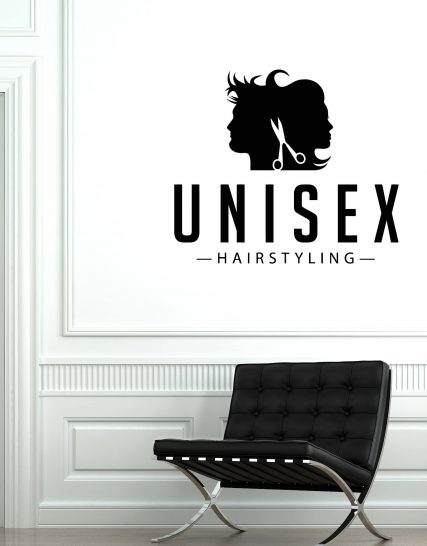 sticker frizerie unisex hairstyling
